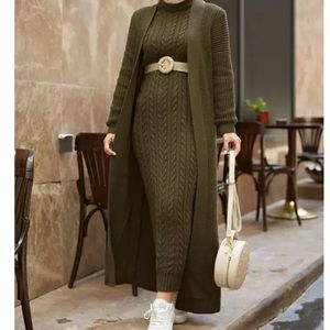 2 piece sweater dress with cardigan